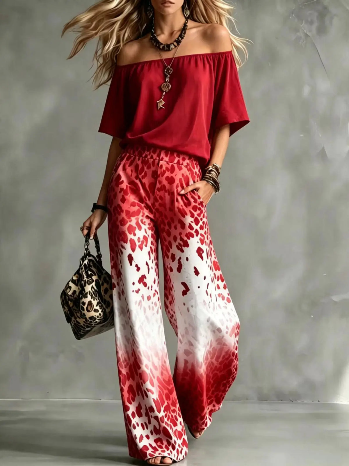 Golden Isles Off-Shoulder Pant Set