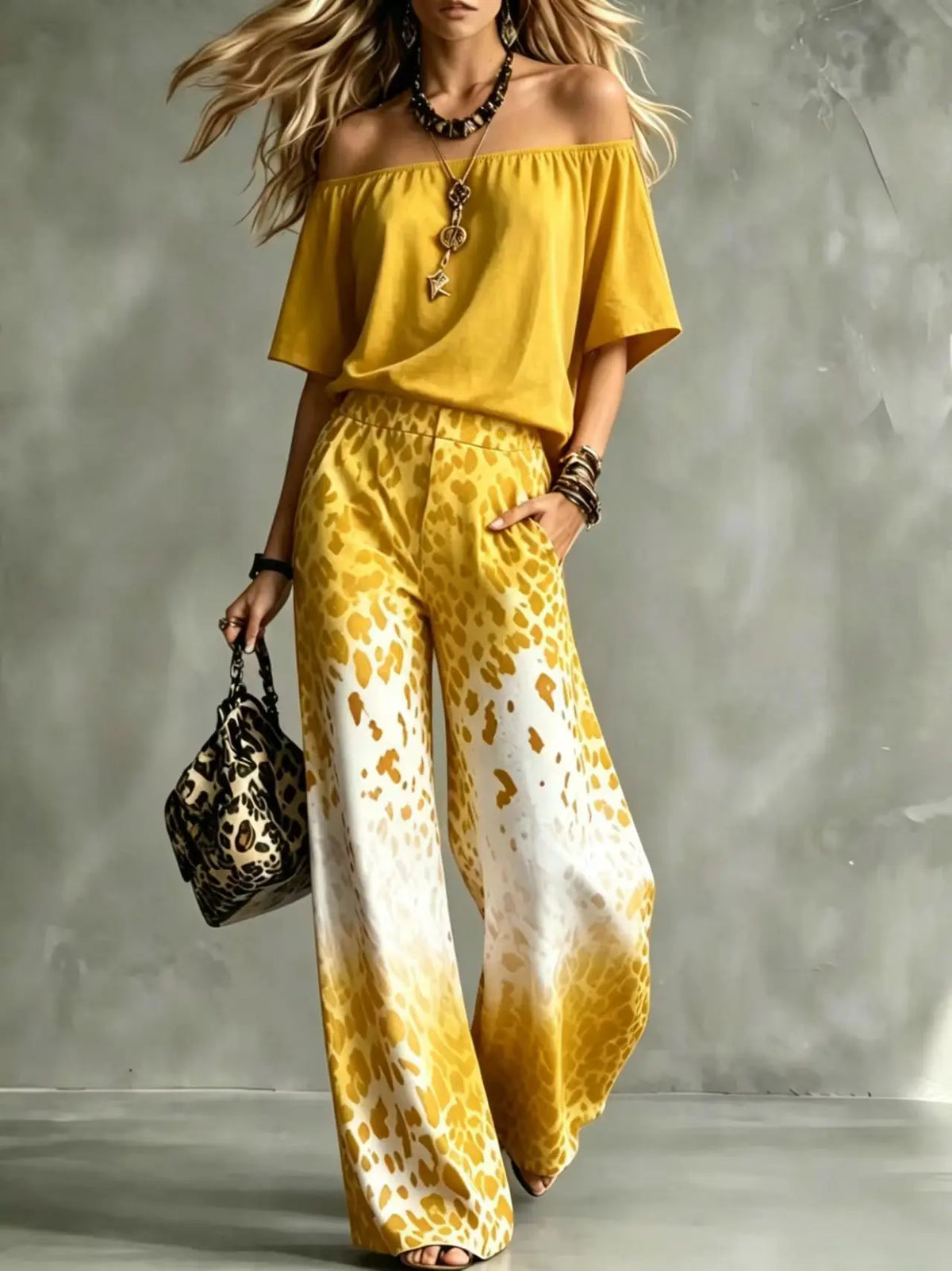 Golden Isles Off-Shoulder Pant Set