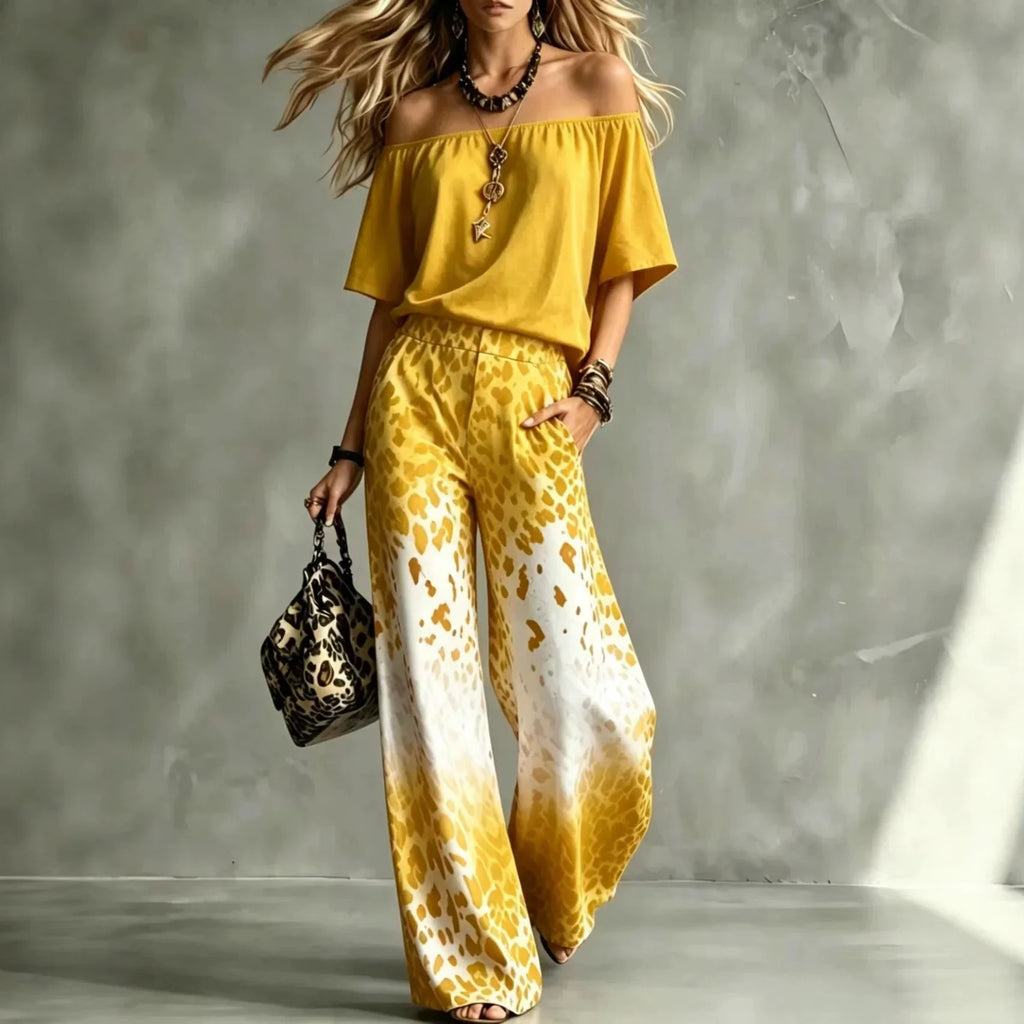 Golden Isles Off-Shoulder Pant Set